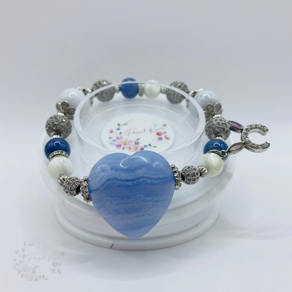 Blue Lace Agate heart bracelet