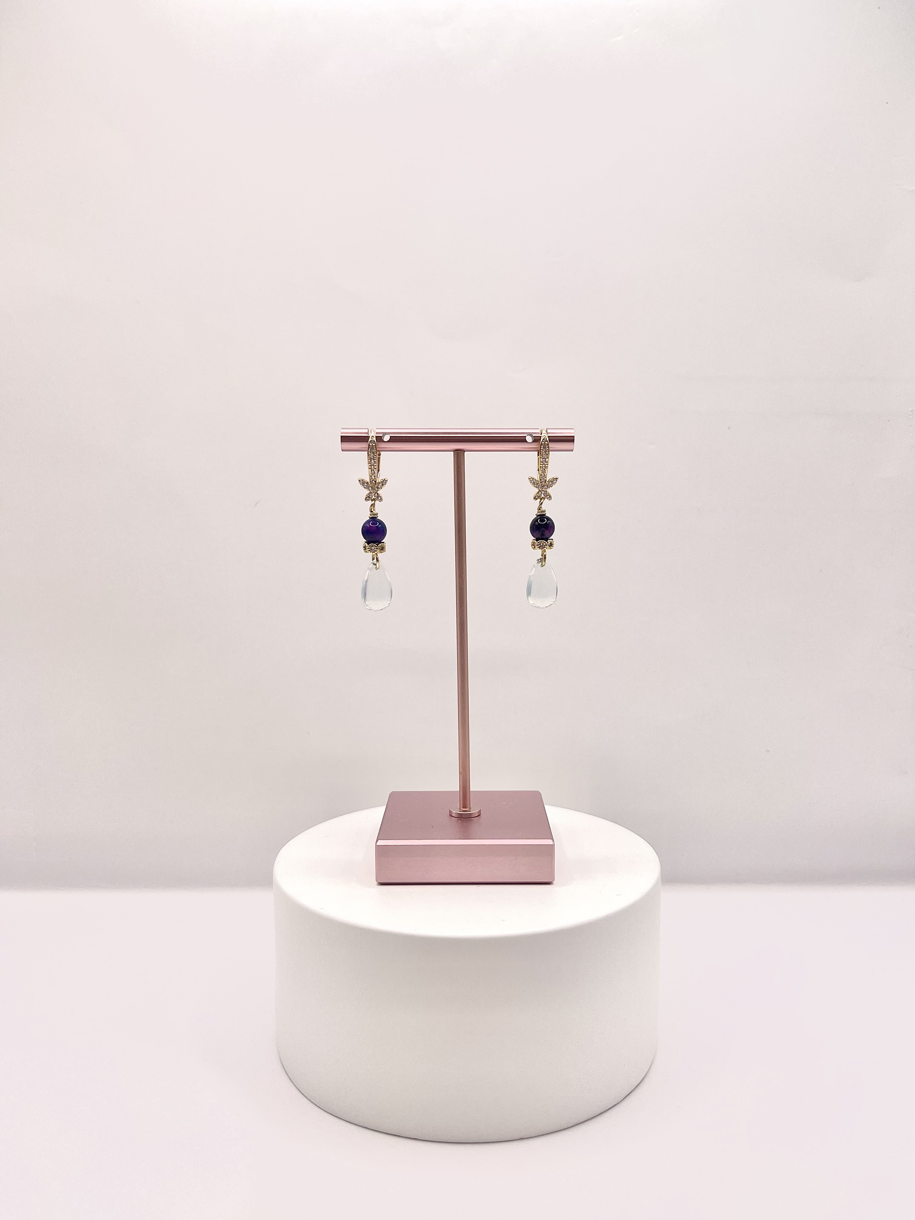 Rainbow Tiger Eye with Aquamarine Teardrops Earring