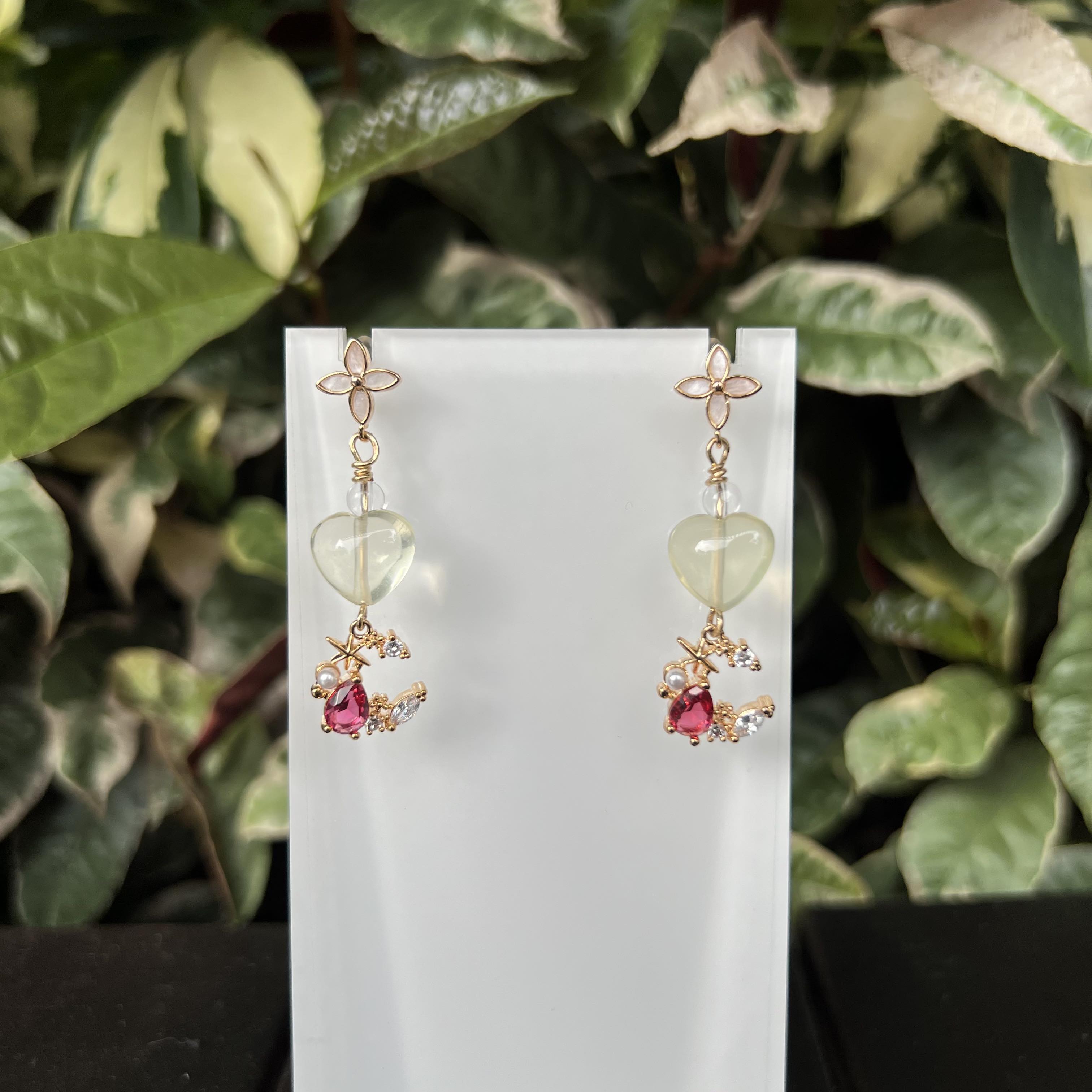 Citrine Crescent Hearts Earring