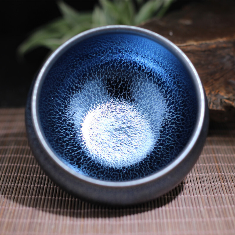 【HOT SALE限定】天目茶碗　中国茶器　建盞湯呑み　油滴窯　藍麒麟 工芸品