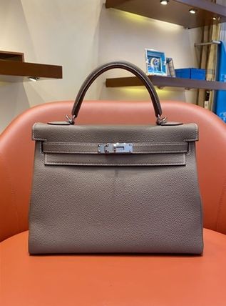 HERMES ハンドバッグ HERMES★ケリー32 レア トゴ エトゥープ シルバー金具★関税込み