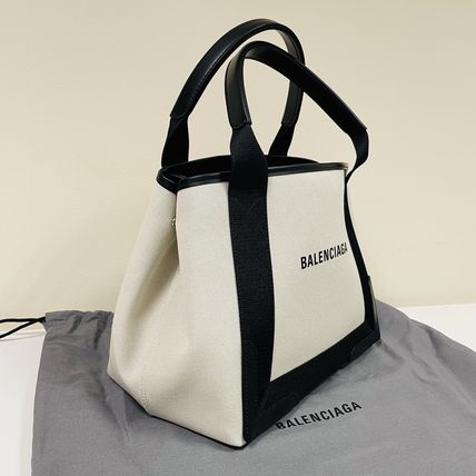 BALENCIAGA トートバッグ 新作★Balenciaga★NAVY ロゴ SMALL CABAS トートバッグ (S)(9)