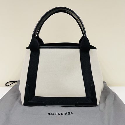 BALENCIAGA トートバッグ 新作★Balenciaga★NAVY ロゴ SMALL CABAS トートバッグ (S)(10)