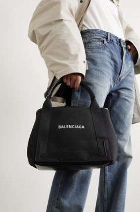 BALENCIAGA トートバッグ 新作★Balenciaga★NAVY ロゴ SMALL CABAS トートバッグ (S)(7)