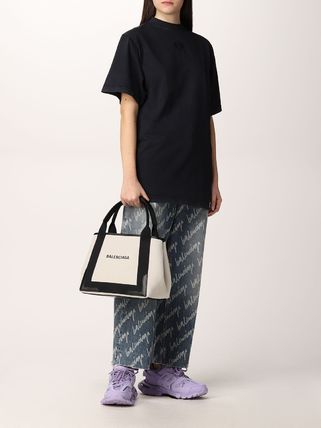 BALENCIAGA トートバッグ 新作★Balenciaga★NAVY ロゴ SMALL CABAS トートバッグ (S)(5)