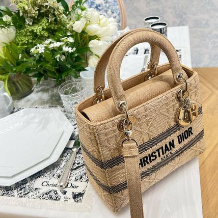Dior ハンドバッグ 2023Cruise★カナージュ ラフィア LADY D-LITE ミディアムバッグ