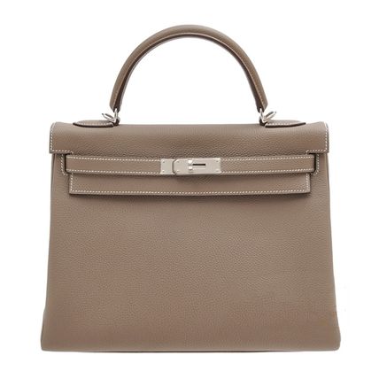 HERMES ハンドバッグ HERMES★ケリー32 レア トゴ エトゥープ シルバー金具★関税込み(2)