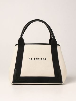 BALENCIAGA トートバッグ 新作★Balenciaga★NAVY ロゴ SMALL CABAS トートバッグ (S)(2)