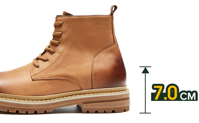 GIRAFFE x GOG Height Increasing Shoes Calf Leather Boots Shoes Lace-up 7cm