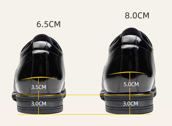 GIRAFFE x GOG Height Increasing Shoes Formal Patent Leather Lace-up 6.5cm or 8cm