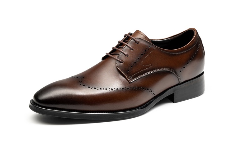 GIRAFFE x GOG Height Increasing Shoes Formal Dress Wedding Hand Made Brogue Berby Calf Leather Shoes Lace-up 7cm