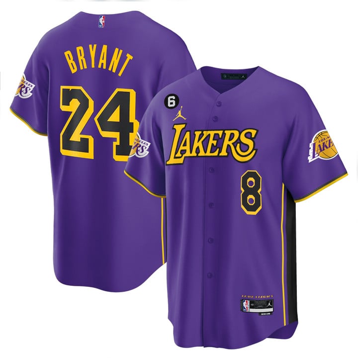 Youth’s Los Angeles Lakers Baseball Collection Jersey – All Stitched