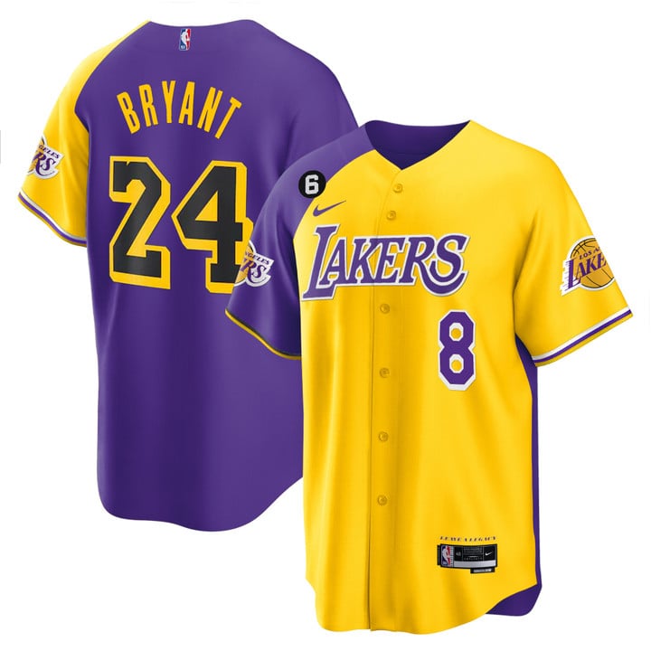 Men’s Los Angeles Lakers Split Baseball Jersey – All Stitched