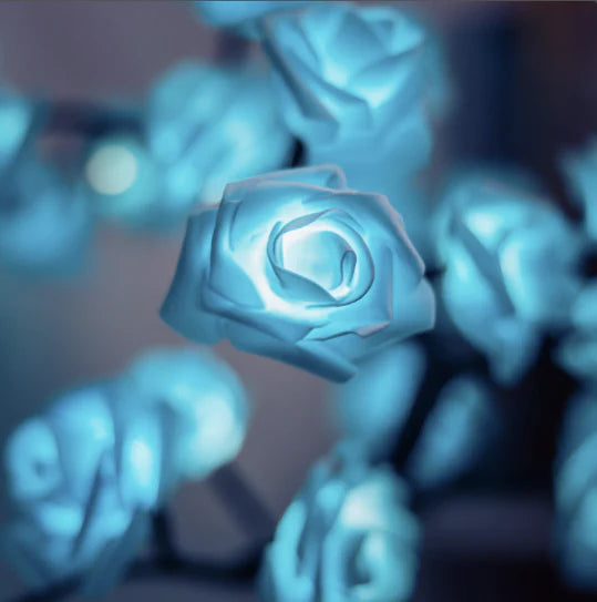 LED Simulation Flower Rose Tree Light Decorative Night Light Anniversary Gift for Lover - Blue - soufeelmy