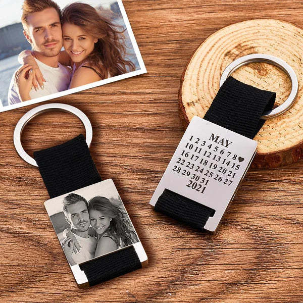 Custom Photo Engraved Calendar Key Chain Keyring Gift for Valentine's Day - soufeelmy