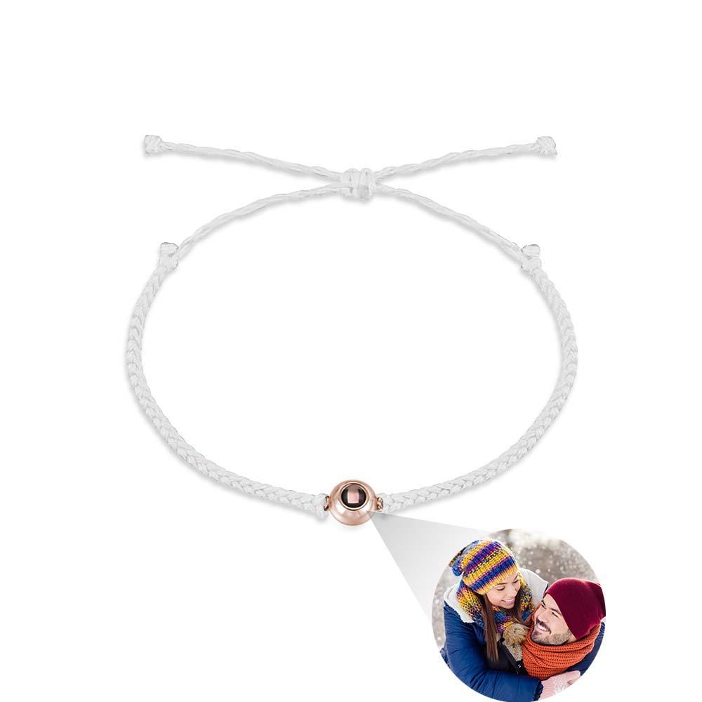 Personalized Photo Projection Couple Bracelet Braided White Rope Bracelet Gift For Lovers - soufeelmy