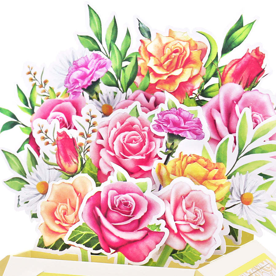 Colorful Floral Box Pop up Card for Valentine's Day - 