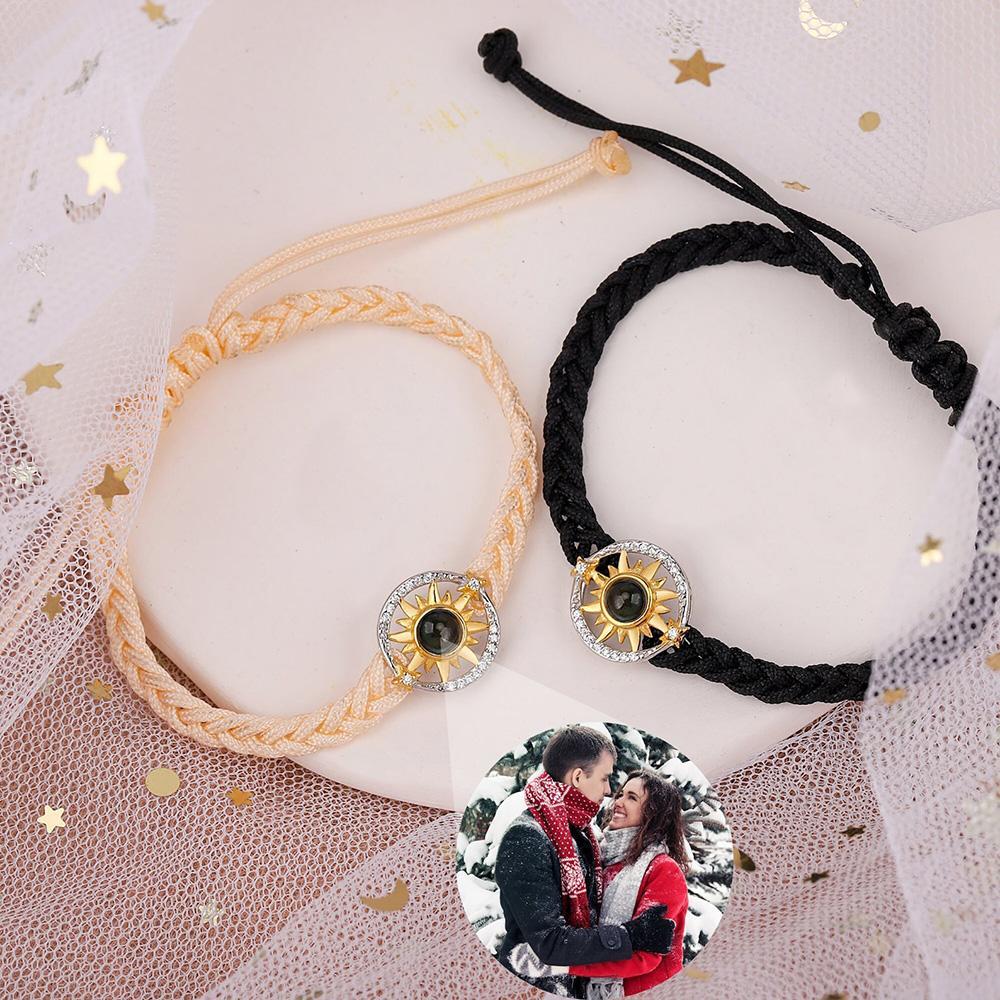 Custom Photo Projection Bracelet Sun Flower Fashion Couple Gifts