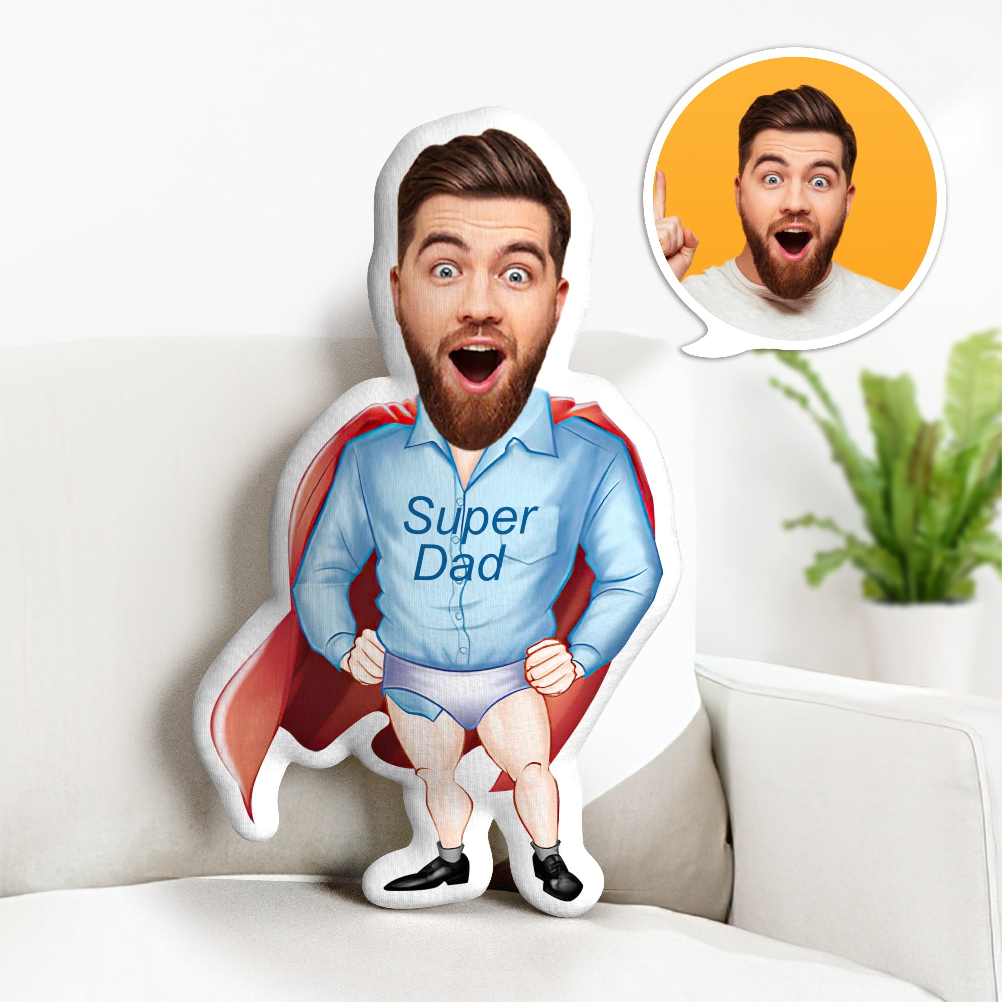 Father's Dad Pillow Gift Custom Pillow Face Body Pillow Personalized Underpants Man Pillow Gift for Dad - soufeelmy