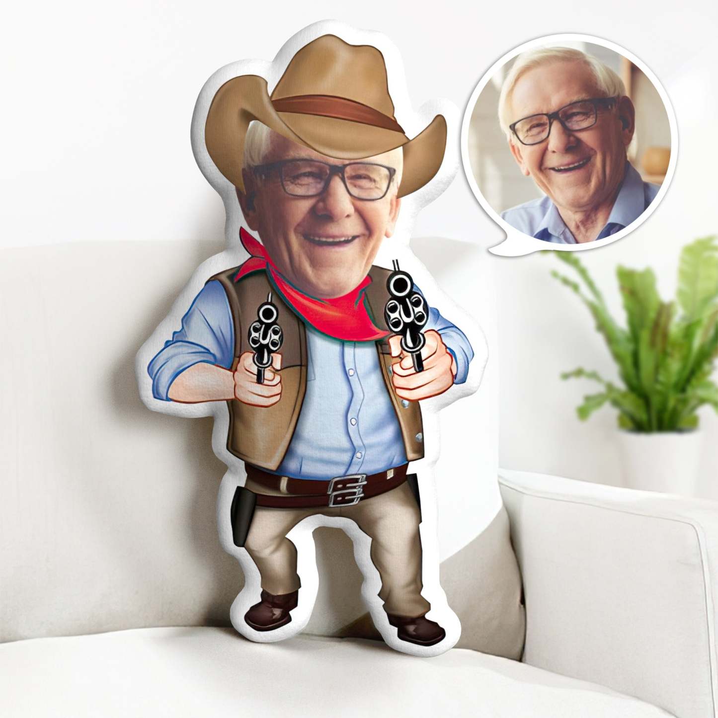Father's Dad Pillow Gift Custom Pillow Face Body Pillow Personalized Cowboy Pillow Gift for Dad - soufeelmy