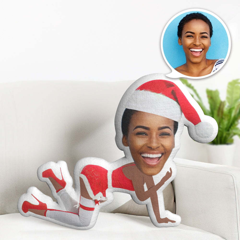 Christmas Gift Custom Minime Throw Pillow Personalized Sexy Girl with Christmas Hat Minime Throw Pillow - soufeelmy