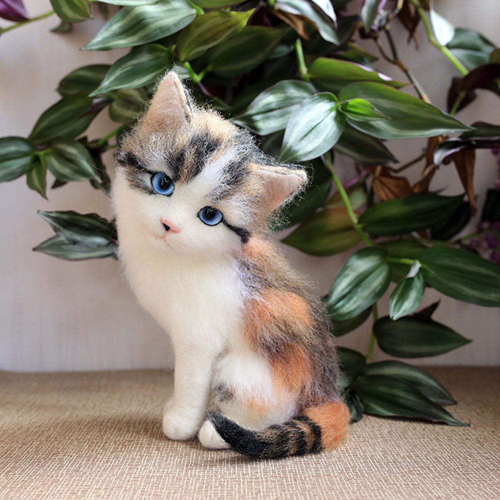Custom Felted Pet with Acrylic Cover, Handmade Felted Cat Sculpture, Pet Loss Gift Finished Product - soufeelmy