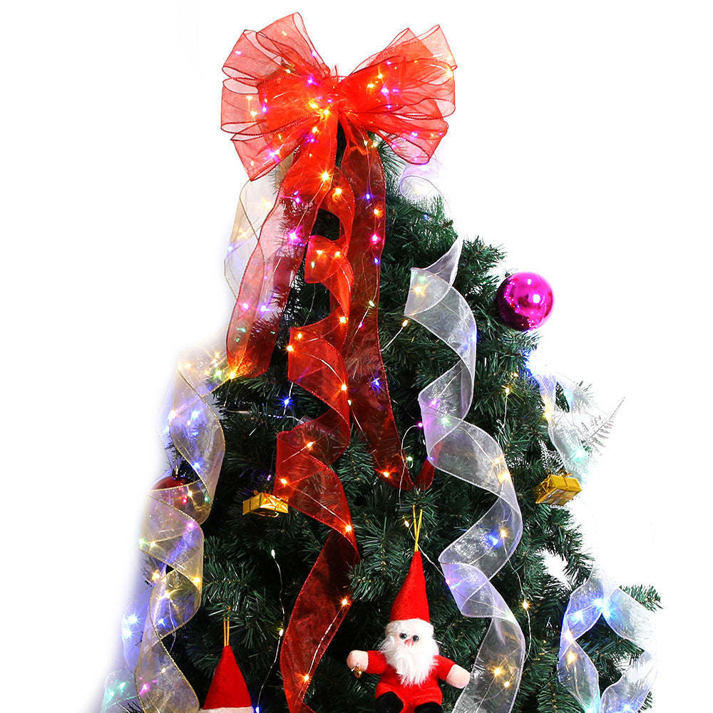 Christmas Ribbon Lights Copper Wire Ribbon Bows Lights for Holiday Party Decoration - soufeelmy