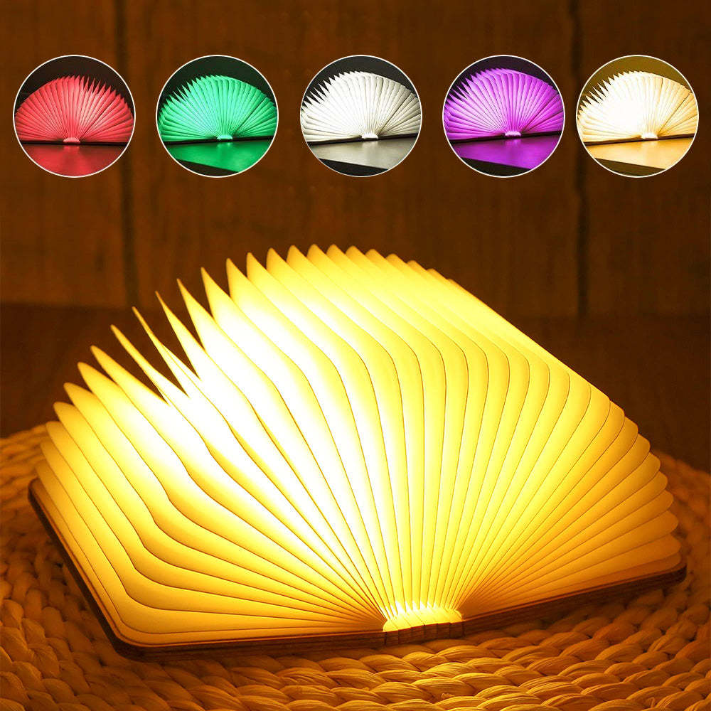 Custom Name Wooden Book Light Personalized 5 Colors Folding Magnetic Book Lamp Desk Night Light Gift - soufeelmy
