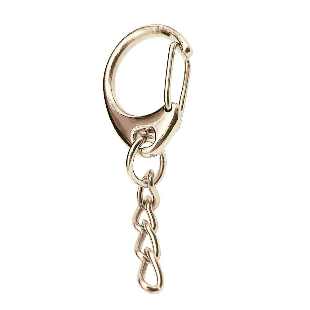 Small C-Shaped Buckle Key Ring Spring Snap Key Ring with Chain and Jump Ring Gold -