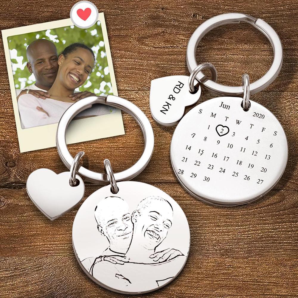 Personalized Calendar Keychain Significant Date Marker Valentine's Day Gifts for Couples (One Keychain Only)