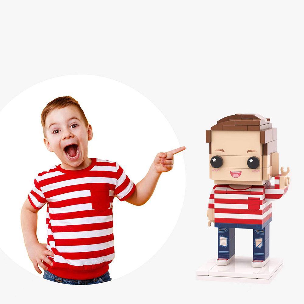 Full Body Customizable 1 Person Custom Block Heads Block Plaid Shirt Man (Not Assembled) - soufeelmy