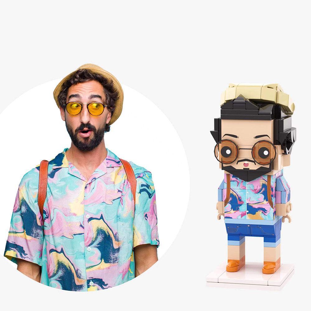 Full Body Customizable 1 Person Custom Block Heads Block Plaid Shirt Man (Not Assembled) - soufeelmy