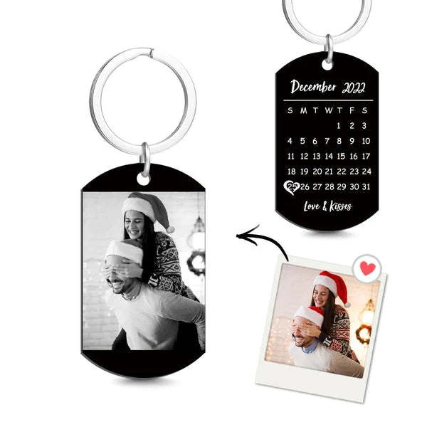 Customized Optional Photo Engraved Calendar Keychain Tag Keychain Perfect Gift For Special Day Best Gifts For Lovers - soufeelmy