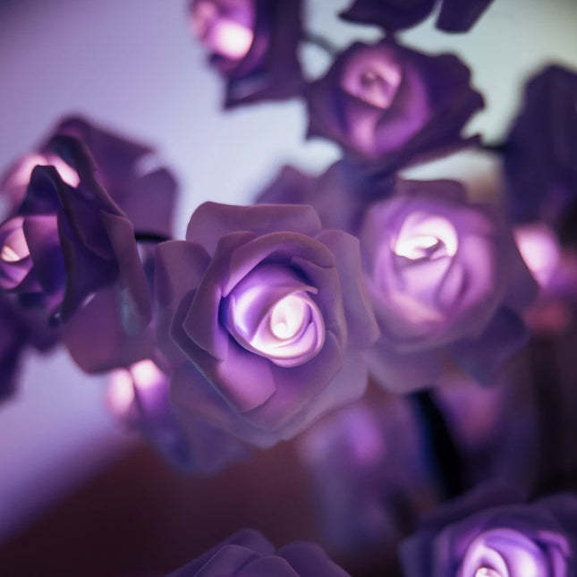 LED Simulation Flower Rose Tree Light Decorative Night Light Anniversary Gift for Lover - White - soufeelmy