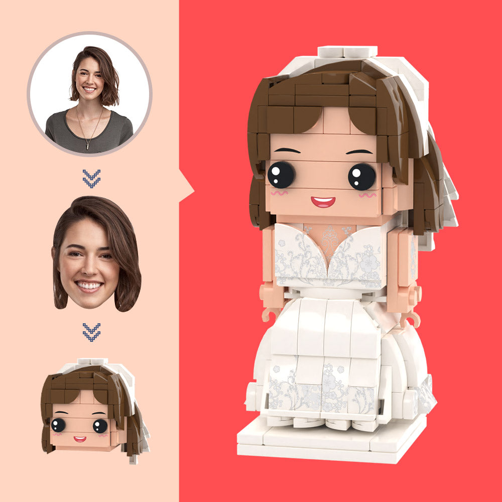 Customized Head Girl Wedding Dress Figures Small Particle Block Toy Customizable Brick Art Gifts - soufeelmy