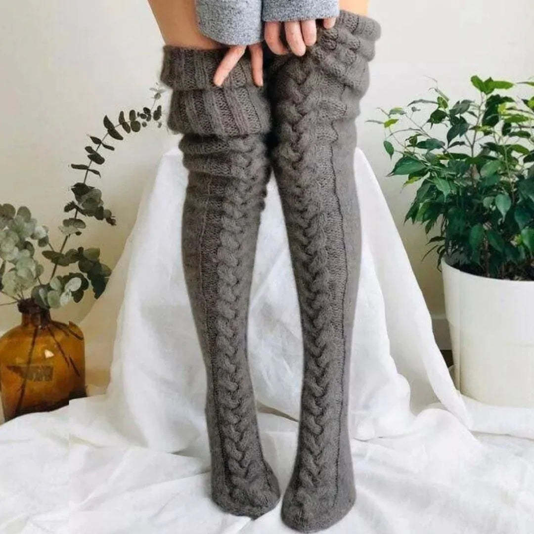 Knitted Over The Knee Socks Women Winter Leg Warmers Over Knee Thick Leg Warmers - soufeelmy