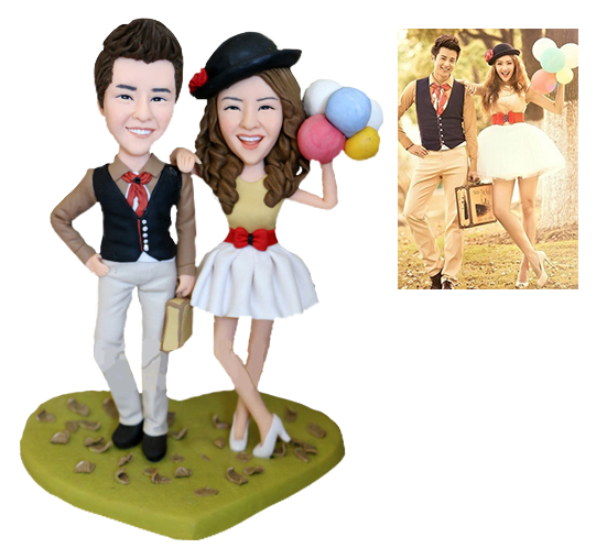 Fully Customizable 2 person Custom Bobblehead With Engraved Text -