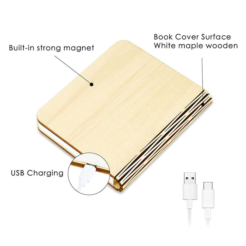 Custom Book Light Personalized Wooden 5 Colors Folding Magnetic Book Lamp Desk Night Light Gift - soufeelmy