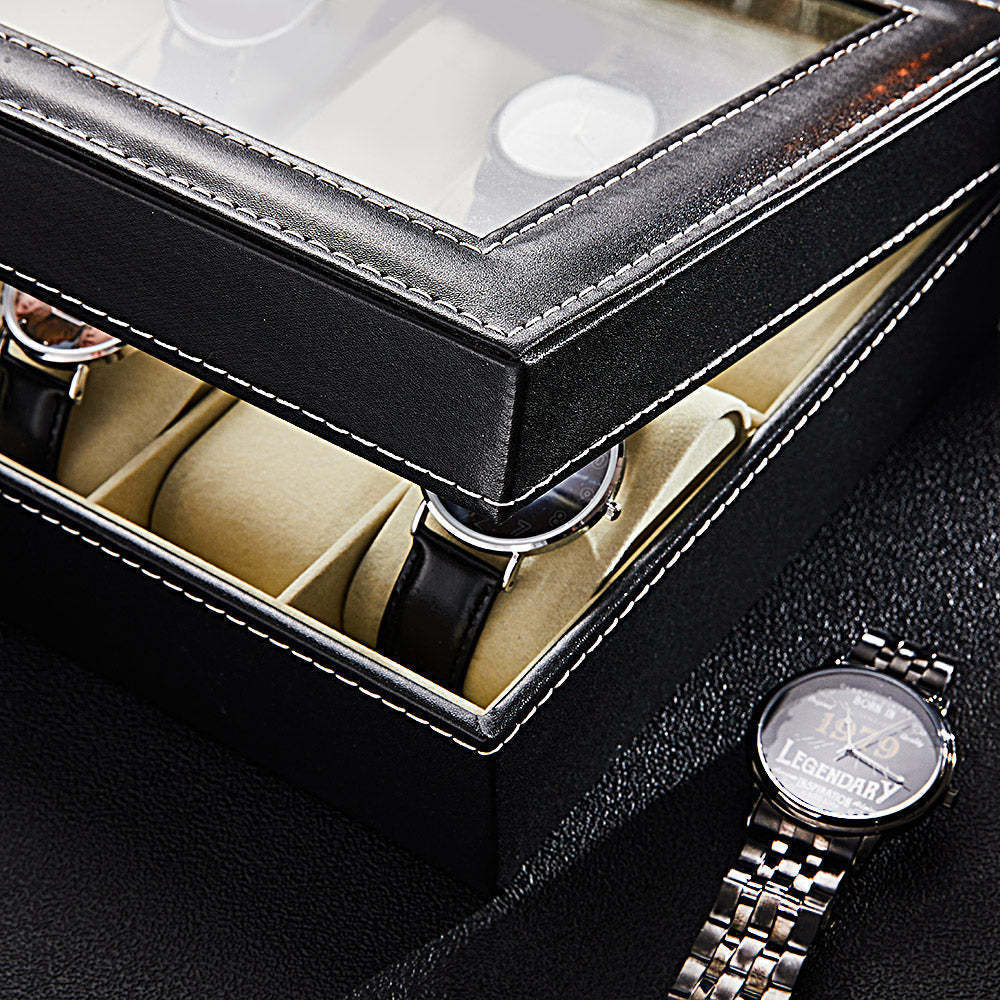Personalized Watch Box - Holds 12 Watches, Watch Case, Watch Organizer, Watch Storage, Engraved, Monogram, Custom Designs - 