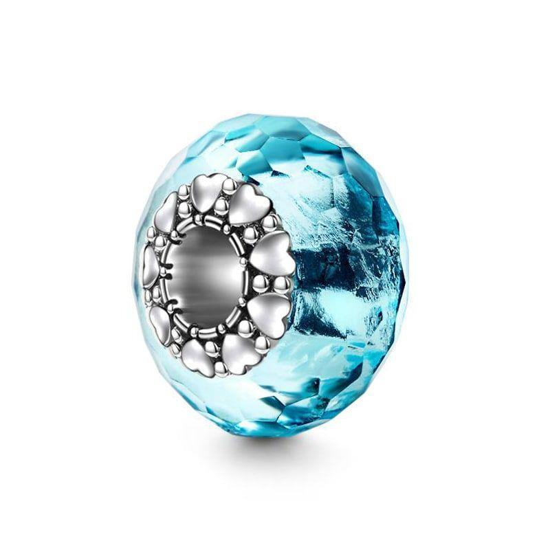 Blue Heart Core Charm Murano Glass Bead Silver - soufeelus