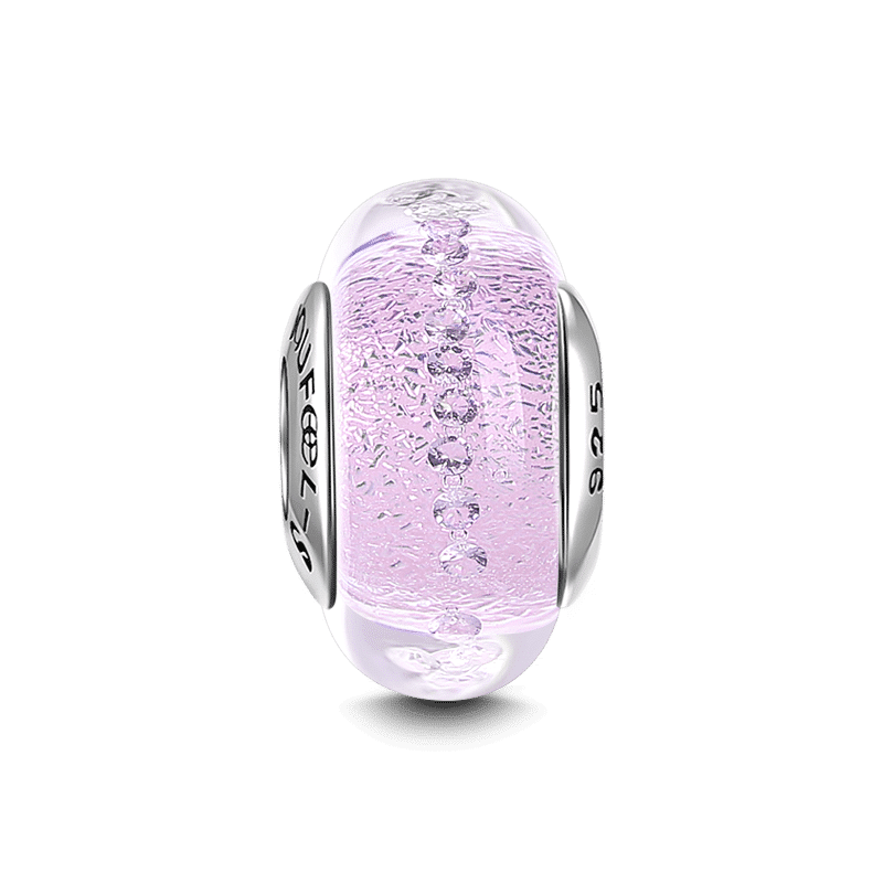 Pink Frazil Murano Charm Glass Bead Silver - soufeelus