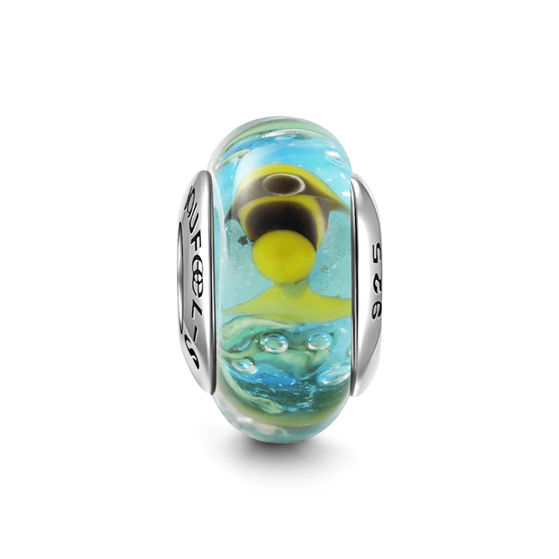 Tropical Fish Charm Murano Glass Bead Silver - soufeelus