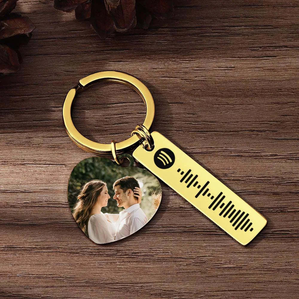 Personalized Spotify Keychain Custom Picture & Music Song Code Heart Couples Photo Keyring Gifts for Boyfriend - soufeelmy