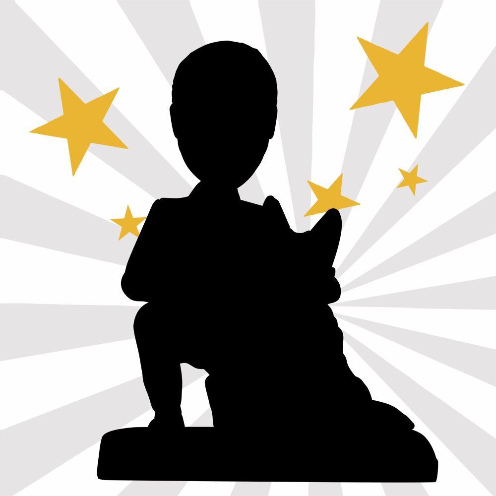 Fully Customizable Man And Pet Custom Bobblehead With Engraved Text -