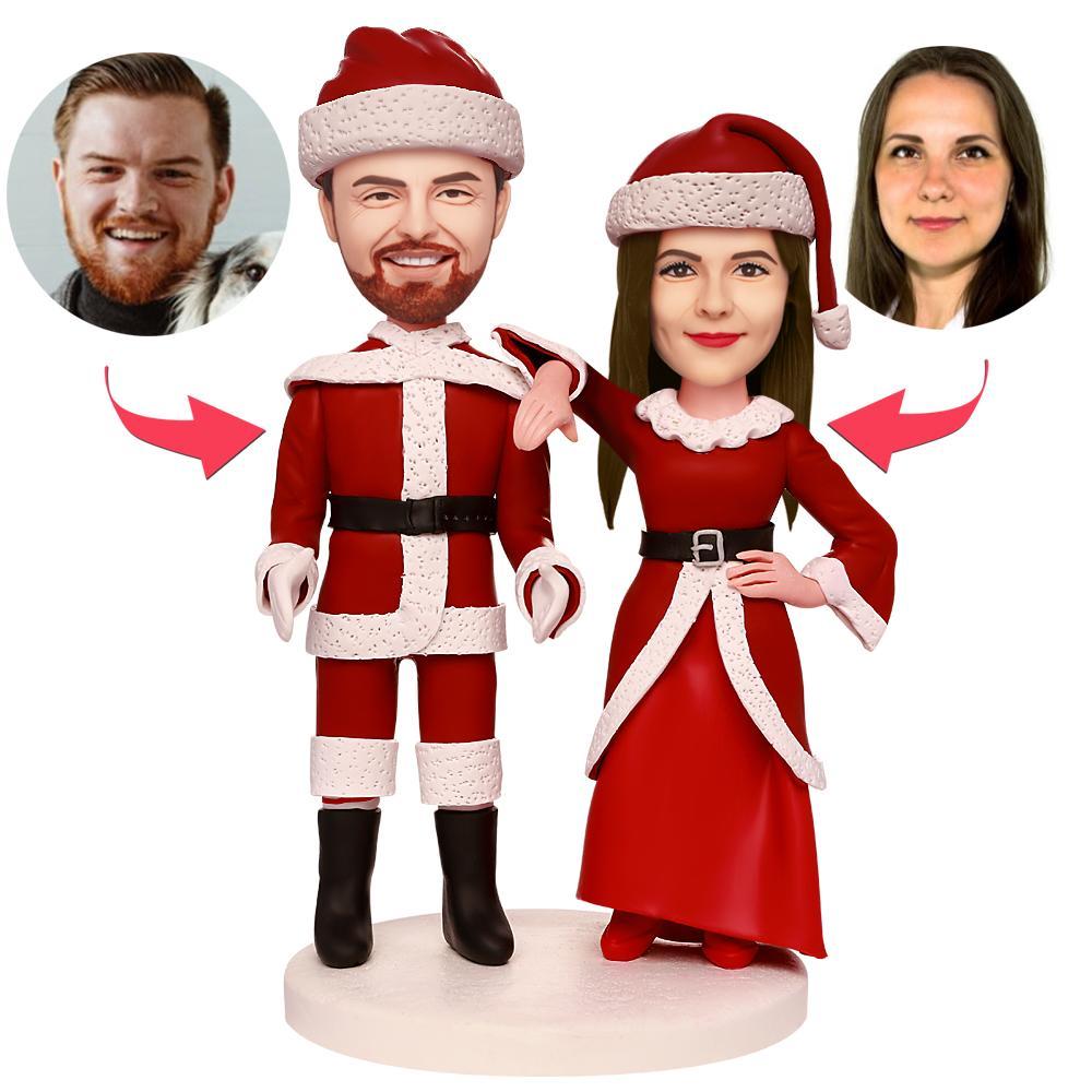Custom Bobblehead Christmas Couple Christmas Gifts Double Head Customized With Engraved Text -