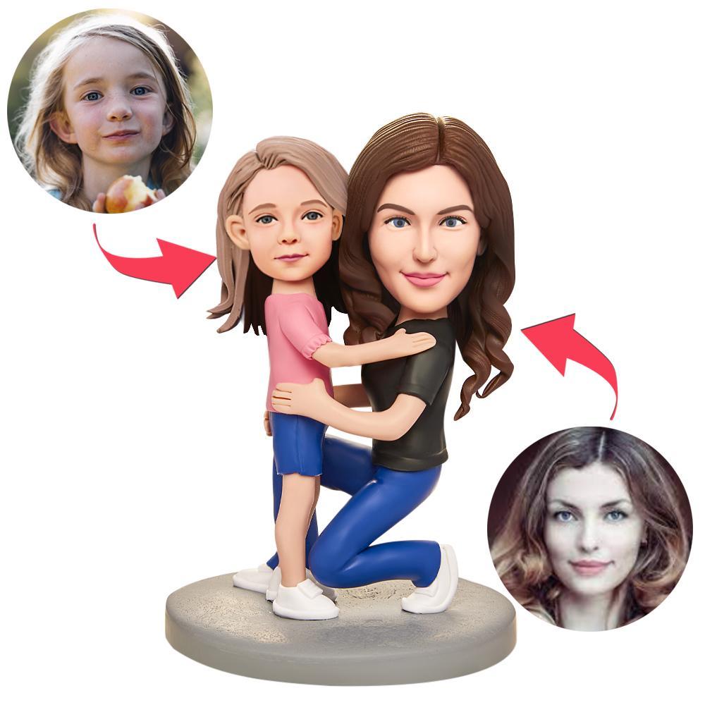 Custom Bobblehead Holding A Child With Engraved Text Mother's Day Gift -