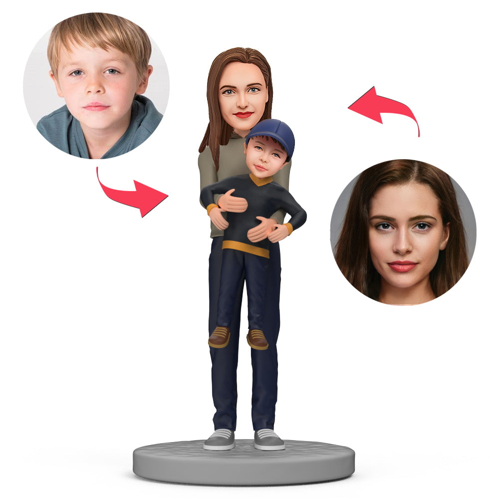 Custom bobblehead doll with engraved text in Mom's Arms Mother's Day Gift - soufeelmy