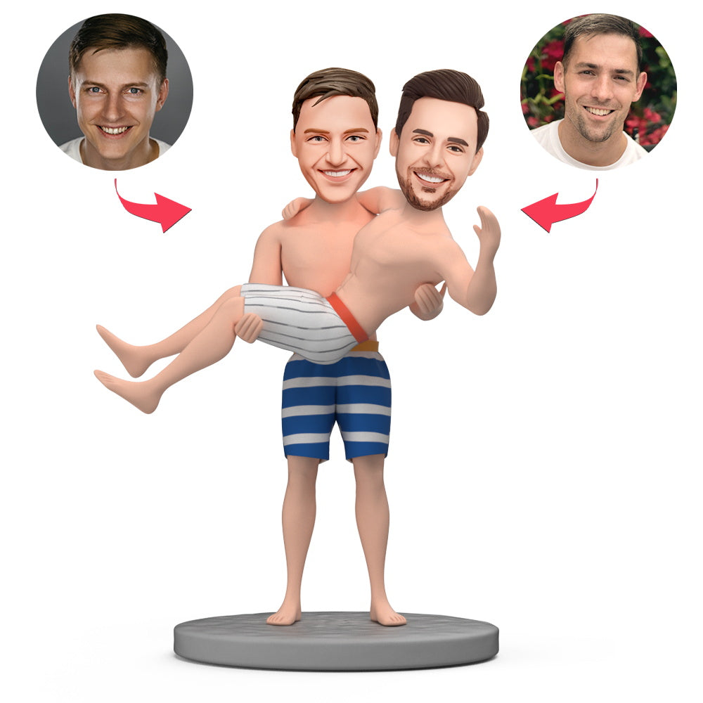 Gay Gift Horizontal Hug Custom Bobblehead with Engraved Text - soufeelmy