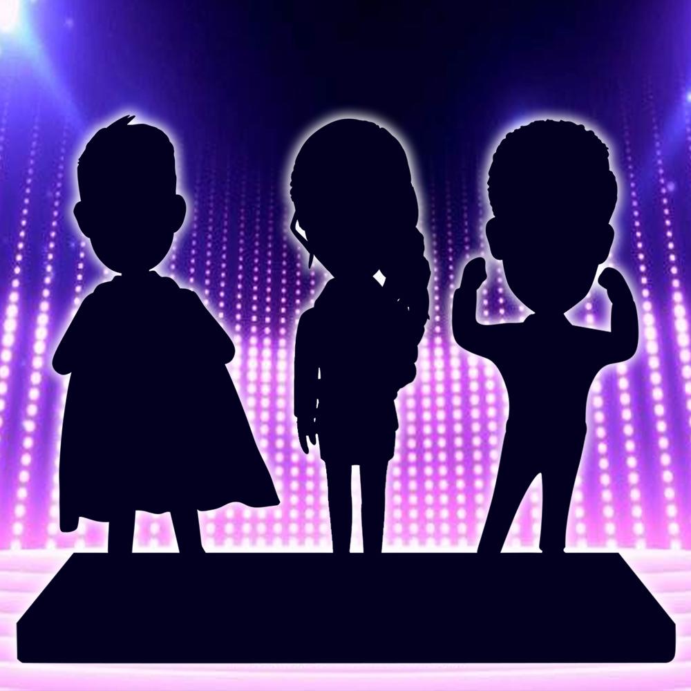 Fully Customizable 3 person Custom Bobblehead With Engraved Text - soufeelmy