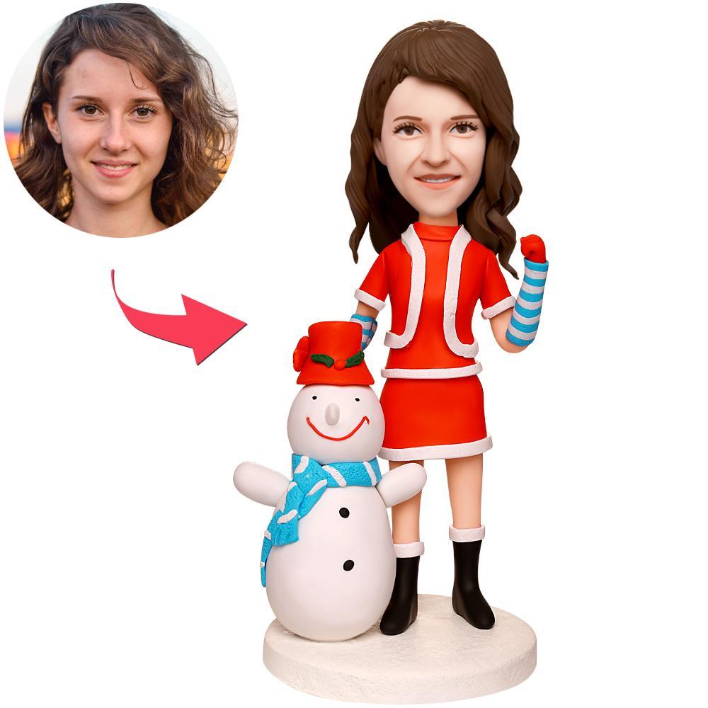 Come On, Make a Snownman - Custom Bobblehead Engraved Head With Engraved Text -